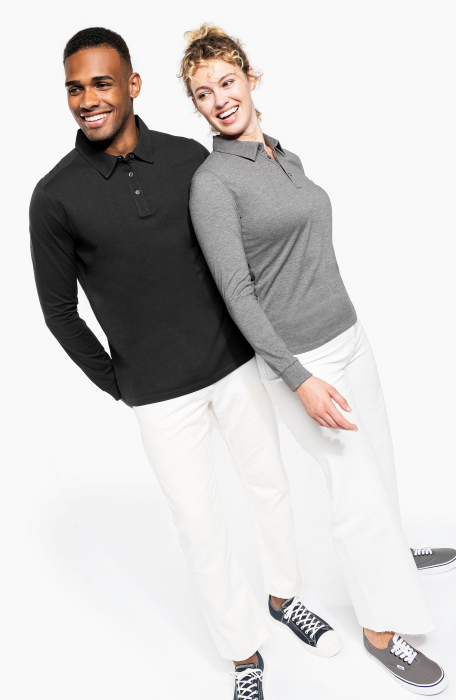 Bluza barbati de bumbac, tricot jerseu, eleganta, cu maneca lunga, fenta cu nasturi metalici, 180 g/m2, Negru [4]