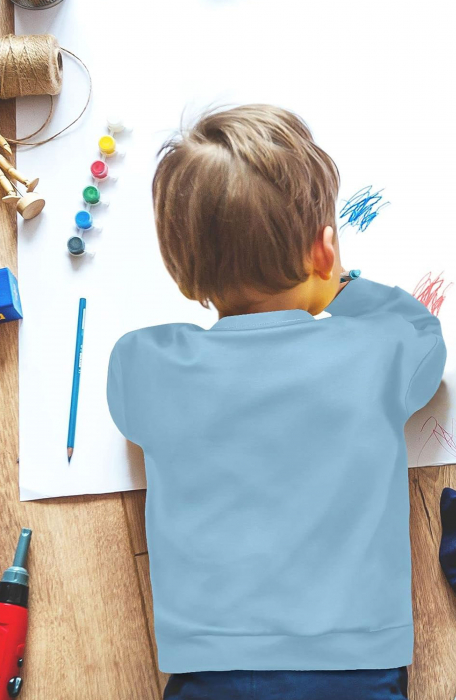 Bluza Copii groasa Scoala, Uniforma Scolara, Casual, din Bumbac Organic 100%, Material Sustenabil, Densitate 350g/m2, Albastru aquamarin [2]