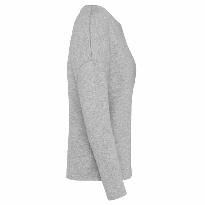 Bluza dama, Bumbac Organic foarte Moale Flausat Frantuzesc, croiala relaxata, lejera, cu gat larg,  Light Grey Heather [2]