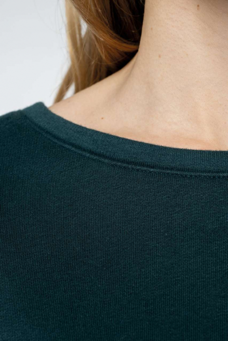 Bluza dama, Bumbac Organic foarte Moale Flausat Frantuzesc, croiala relaxata, lejera, cu gat larg,  Light Grey Heather [8]