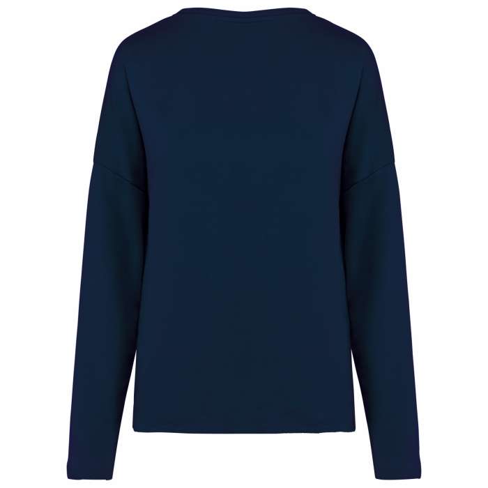 Bluza dama, Bumbac Organic foarte Moale Flausat Frantuzesc, croiala relaxata, lejera, cu gat larg, Bleumarin [3]