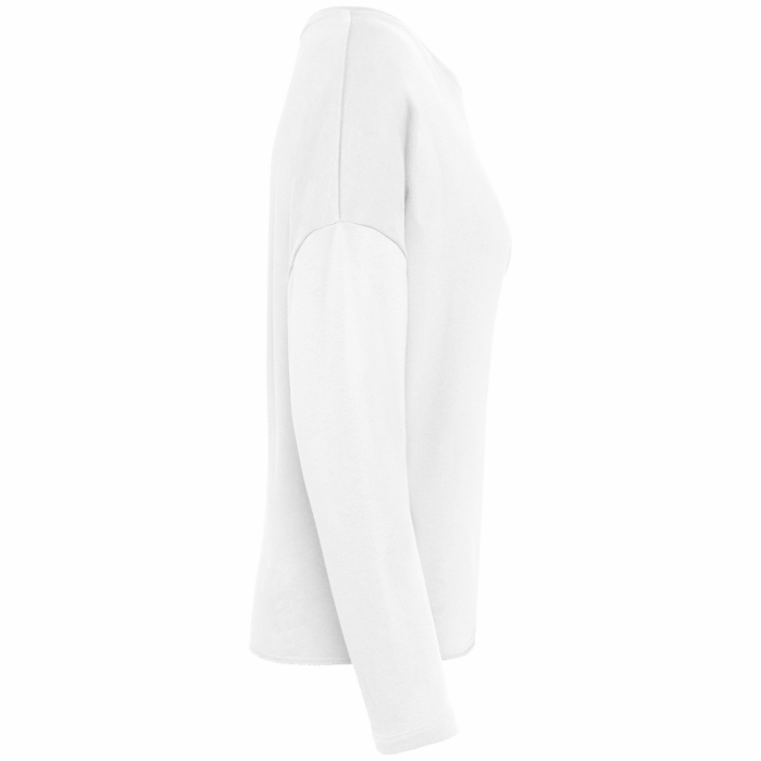 Bluza dama, Bumbac Organic foarte Moale Flausat Frantuzesc, croiala relaxata, lejera, cu gat larg, Off White [2]