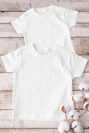 Set 2 Tricouri Copii din Bumbac Organic 100%, Material Sustenabil, Certificat Controlunion, Peta Vegan Approved, Densitate 175g/m2, Alb, 6 ani [2]