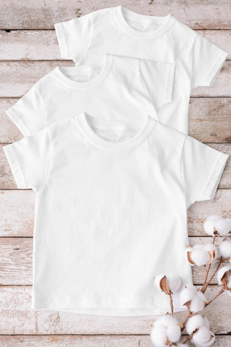 Set 3 Tricouri Copii din Bumbac Organic 100%, Material Sustenabil, Certificat Controlunion, Peta Vegan Approved, Densitate 175g/m2, Alb, 6 ani [2]