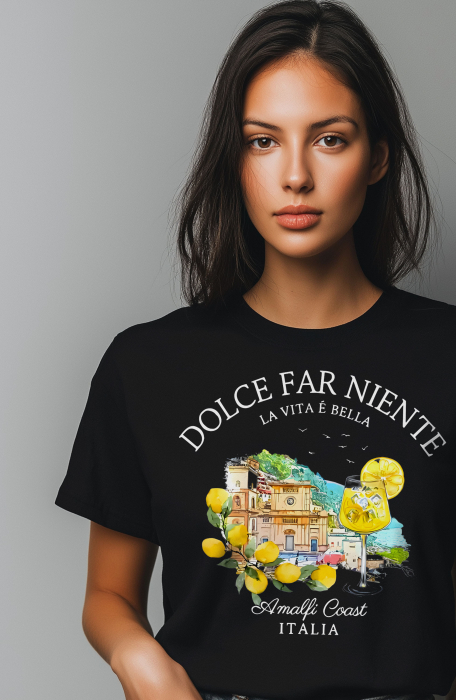 Tricou dama, Amalfi Coast, Italia, Negru [2]