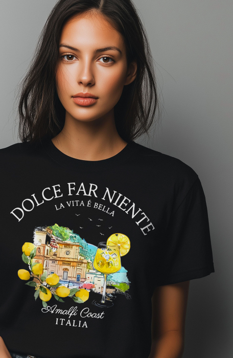 Tricou dama, Amalfi Coast, Italia, Negru [3]