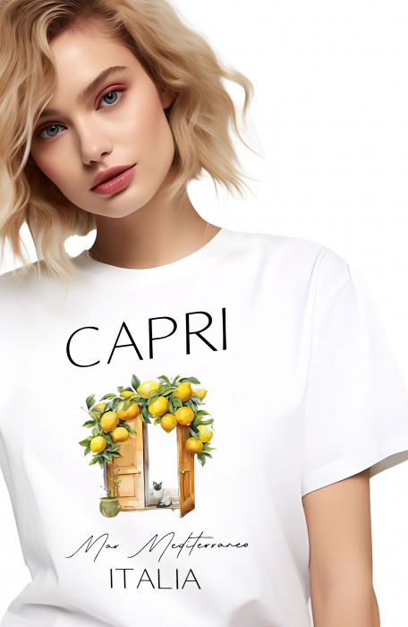 Tricou dama, Capri Italia, Mediterana, Alb [3]