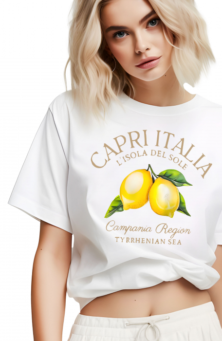 Tricou dama, Capri Italia, Del Sole, Alb [2]