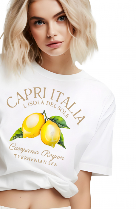 Tricou dama, Capri Italia, Del Sole, Alb [3]