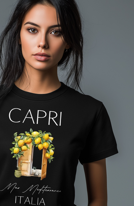 Tricou dama, Capri Italia, Mediterana, Negru [3]