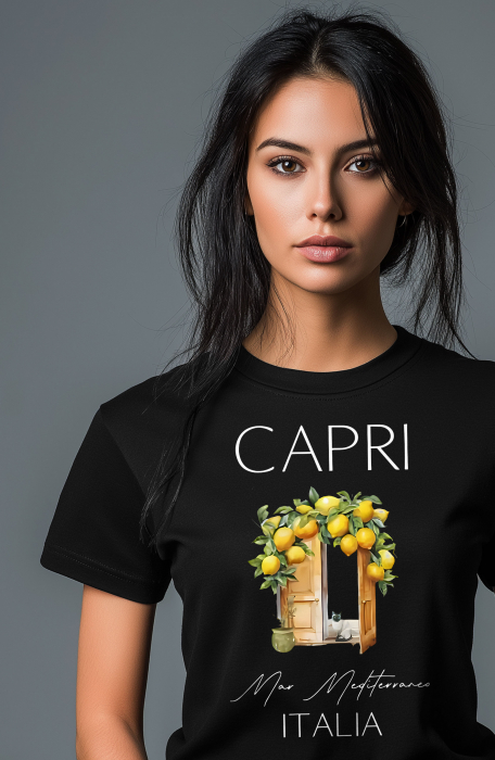Tricou dama, Capri Italia, Mediterana, Negru [2]