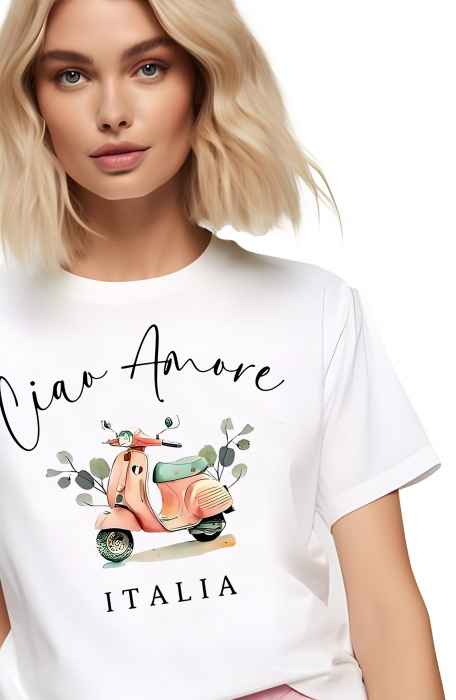 Tricou dama, Ciao Amore, Italia, Alb [3]