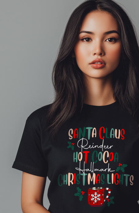 Tricou dama, Mos Craciun, Ciocolata calda si Lumini colorate [2]