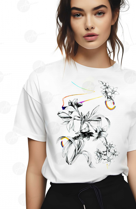 Tricou dama, Draw flowers [2]