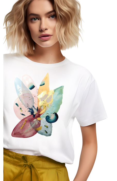 Tricou dama, Flori, Abstract Flower Watercolor [2]