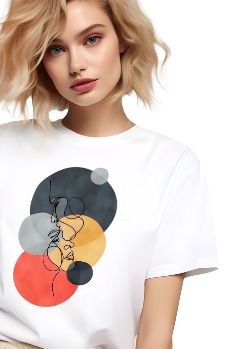 Tricou dama, Abstract Love, Lovers, Alb [2]