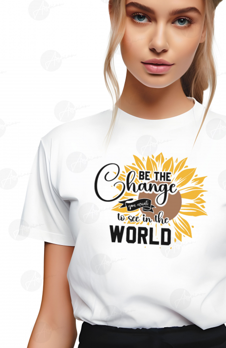 Tricou dama, Sunflower, Be the Change, Alb [2]