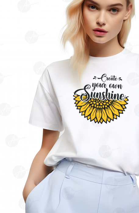 Tricou dama, Sunflower, Create your Sunshine, Alb [2]