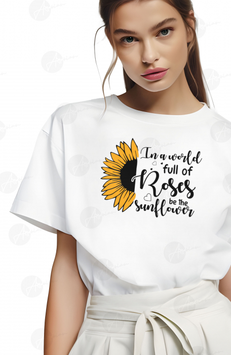 Tricou dama, Sunflower, In a World, Alb [2]