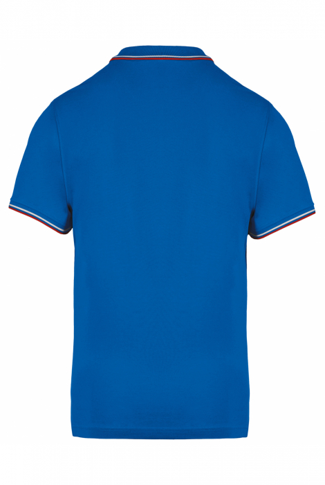 Tricou polo pentru barbati cu maneci scurte, dungi contrastante, 220gr. Albastru Royal / Rosu / Alb [2]