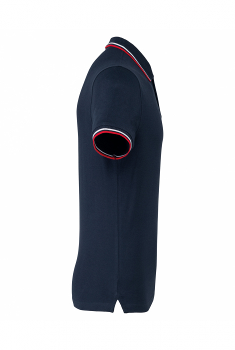 Tricou polo pentru barbati cu maneci scurte, dungi contrastante, 220gr. Navy / Rosu / Alb [3]