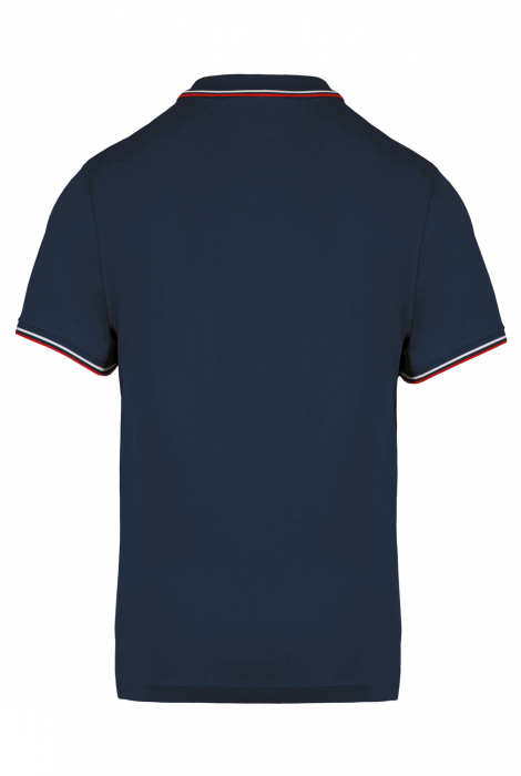 Tricou polo pentru barbati cu maneci scurte, dungi contrastante, 220gr. Navy / Rosu / Alb [2]