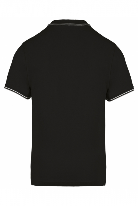 Tricou polo pentru barbati cu maneci scurte, dungi contrastante, 220gr. Negru / Alb [2]