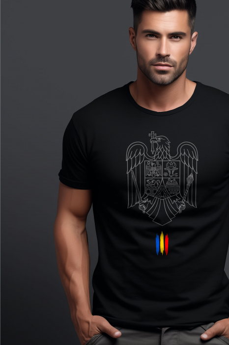Tricou Romania pentru barbati, Unisex, Negru [2]