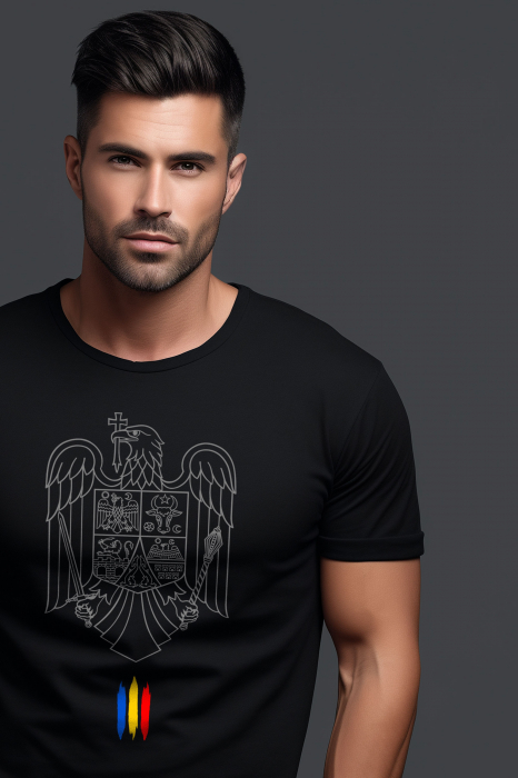 Tricou Romania pentru barbati, Unisex, Negru [3]