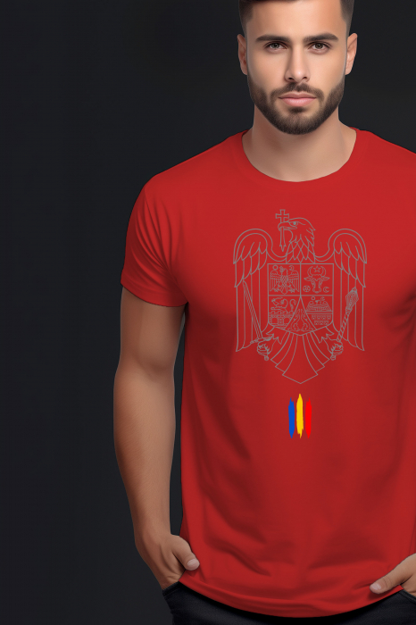 Tricou Romania pentru barbati, Unisex, Rosu [2]