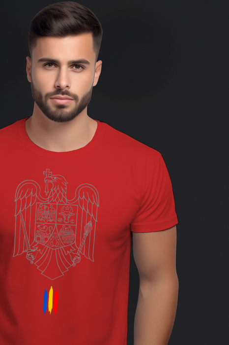 Tricou Romania pentru barbati, Unisex, Rosu [3]