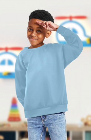 Bluze - Bluza Copii groasa Scoala, Uniforma Scolara, Casual, din Bumbac Organic 100%, Material Sustenabil, Densitate 350g/m2, Albastru aquamarin