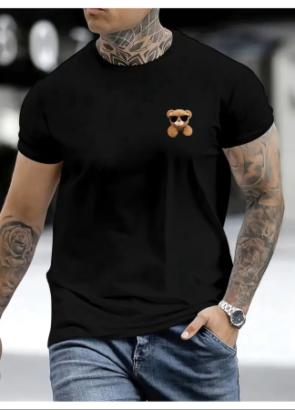 Tricouri imprimeu Barbati - Tricou Barbati, Bear Sunglasses, Casual, Street Style