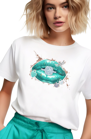 Abstract - Tricou dama Glamour Lips Tiff New York