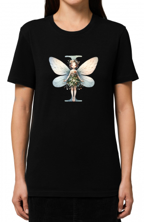 Tricouri imprimeu Dama - Tricou dama Alfabet Litera I cu Zana si Flori