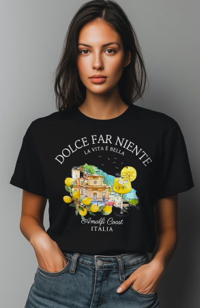 Diverse - Tricou dama, Amalfi Coast, Italia, Negru