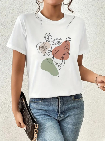 Abstract - Tricou dama Abstract Flowers and Face