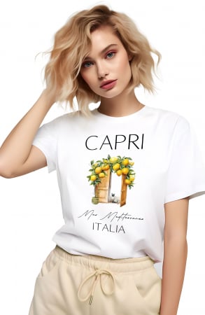 Diverse - Tricou dama, Capri Italia, Mediterana, Alb
