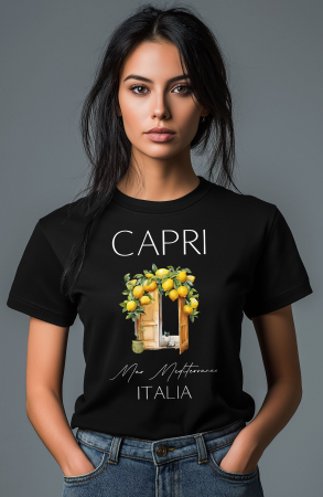 Diverse - Tricou dama, Capri Italia, Mediterana, Negru