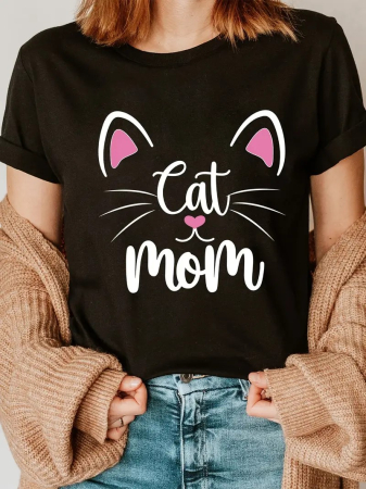 Pisici - Tricou dama Sweet Cat Mom, casual si confortabil, pentru iubitoarele de pisici