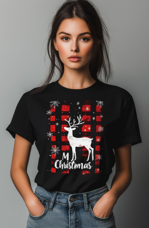 Craciun - Tricou dama, Craciun, Ren - Reindeer Christmas