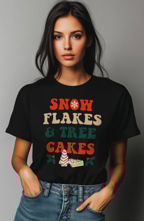 Craciun - Tricou dama, Craciun, Fulgi de zapada, Brazi si Prajituri