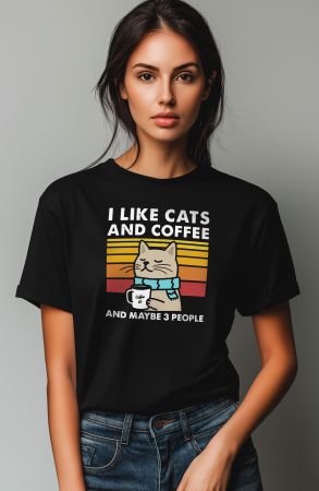 Pisici - Tricou dama, Imi plac pisicile si cafeaua, I like Cats and Coffee