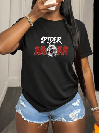 Mama Motivationale - Tricou dama Spider Mom motivational din bumbac modern casual