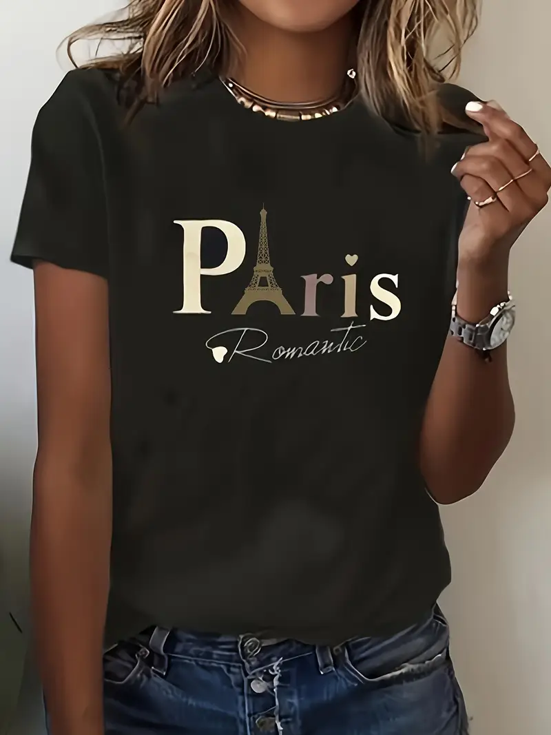 Tricouri imprimeu Dama - Tricou dama Romantic Paris
