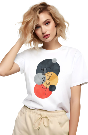 Tricouri imprimeu Dama - Tricou dama, Abstract Love, Lovers, Alb