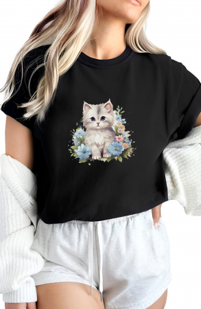 Tricouri imprimeu Dama - Tricou dama, Pisica, Queen, Negru