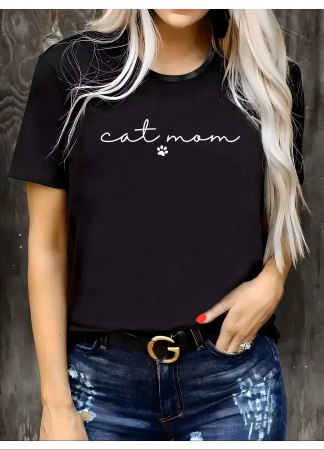 Pisici - Tricou dama Cat Mom, casual si confortabil, pentru iubitoarele de pisici
