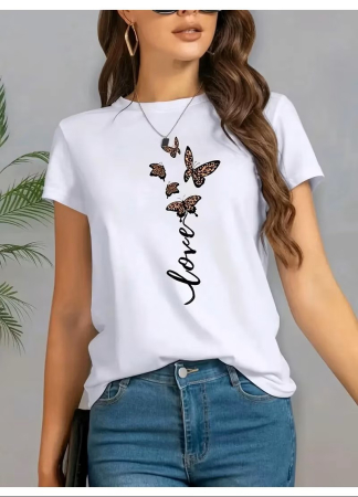 Tricouri imprimeu Dama - Tricou dama Butterfly Love