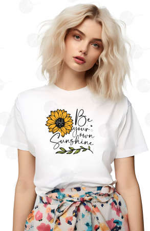 Cu Mesaj - Tricou dama, Sunflower, Be Sunshine, Alb